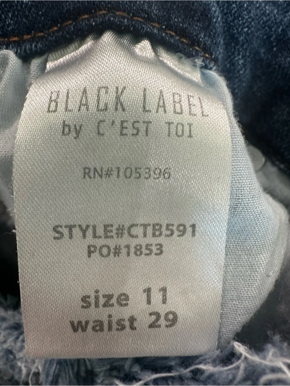 Black Label By C”est Toi Jeans Size 11/29 Distressed Raw Hem Button Fly